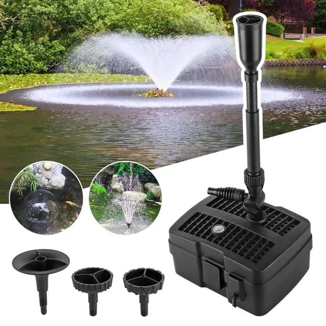 Bomba de Estanque Filtro de Estanque UVC Filtro de Estanque Fuente de Estanque 4 en 1 con Filtro Clarificador UV CUF-2505 1000L / H 24W 10m Cable de Alimentación Diseño de Jardín y Fuente