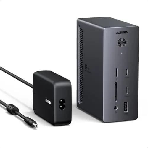 UGREEN Revodok Pro Docking Station USB C 2 HDMI 4K 60Hz y 1 DisplayPort 8K 30Hz 14 en 1 Docking Station Triple Pantalla Extensión para Ordenador con Multi USB 10Gbps RJ45 PD Carga SD TF 3.5mm Puerto
