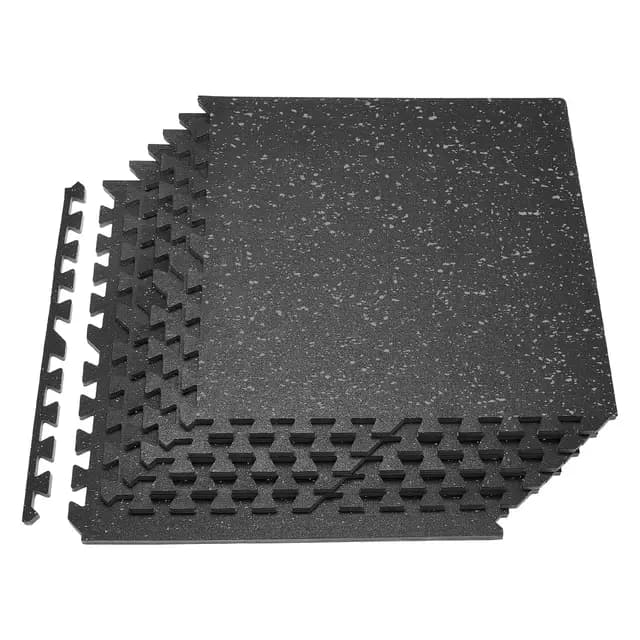 VEVOR Esterilla Puzzle 6 Piezas de 610 x 610 x 14 mm, Suelo Gimnasio de Goma EVA, Colchoneta de Ejercicios con Puntos Grises, Alta Densidad, Antideslizante Antigolpe Antiruido para Equipo Pesado, Casa