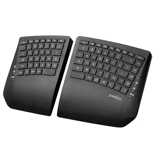PERIBOARD-624B - Teclado ergonómico inalámbrico dividido - Teclas planas - Ángulo de inclinación ajustable - Diseño inglés de EE. UU
