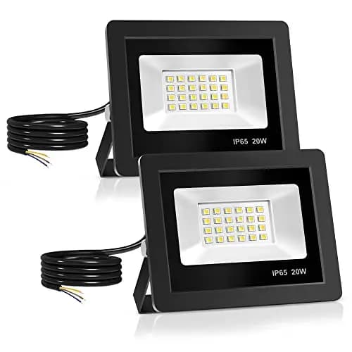 Realky Focos LED Exterior 2 Pcs, 20W IP65 Impermeable Foco Proyector 24 LED 6000K Blanco Frío Floodlight para Casa, Garaje, Patio, Terraza, Campo