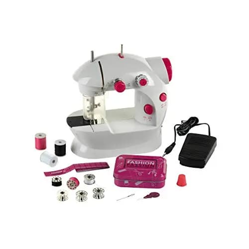 Theo Klein 7901 Máquina de Coser para niños Fashion Passion, con Pedal para el pie, 2 velocidades y numerosos Accesorios, Medidas 19.5 cm x 12.5 cm x 20 cm, Juguete para niños a Partir de 8 años