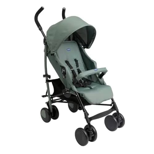 Chicco Echo Lite, Silla de Paseo Bebé Ligera, 0+ Meses-22 Kg, Respaldo Reclinable en 4 Posiciones, Asiento Espacioso, Paragolpes, Cierre Paraguas, Frenos Gemelos y Ruedas Delanteras Giratorias, Verde