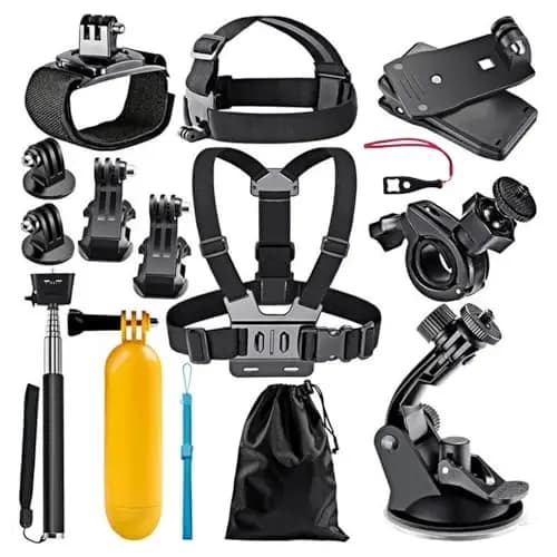 Helweet Kit de Accesorios para Cámara de Acción, Accesorios para Cámara de Acción, Accesorios para Cámara Deportiva, para Fotografía Deportiva, Compatible, 12 en 1