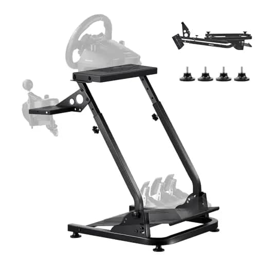 VEVOR Soporte para Volante de Carreras Ajustable y Plegable, Compatible con Logitech G29, G27, G920 y G923, Thrustmaster T300RS, T300GT, T248, TS-PC y TSXW Gaming Cockpit. Pedales no Incluidos