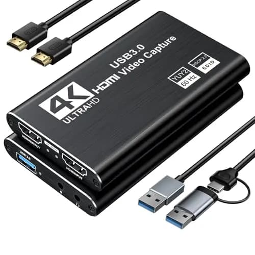 XIIXMASK Tarjeta de Captura de Video, Tarjeta de Captura USB 3.0 con Bucle HDMI, Captura de Videojuegos 1080P 60FPS Compatible con PS5/Cámara/PC