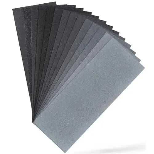 Lot de 14 hojas de papel abrasivo para lijado, grano de 400 a 2000, húmedo y seco para coche, metal, muebles de madera, piedra, pintura, vidrio, agua, 23 x 9 cm
