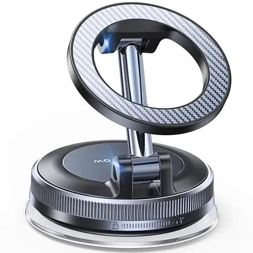 Coolpow Soporte Movil Coche para Magsafe [Ventosa Potente & Super Imanes] 360°Ajustable Magnetico Suporte Telemovel Carro Parabrisas/Salpicadero Accesorios Coche Interior para iPhone 17 16