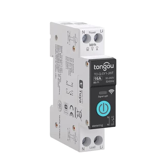 Interruptor Medidor Energia, 16A DIY Interruptor Inteligente Compatible con Alexa, Google Home, Interruptor WiFi con Control de Voz, Control Remoto y Función de Tiempo, TUYA App y Smart Life