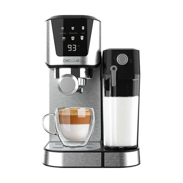 Cecotec Cafetera Semiautomática Power Espresso 20 Cream, 20 Bares, Calentamiento por Thermoblock, Apta para Café molido, Espresso, Cappuccino y Latte, Pantalla táctil, Depósito leche 700ml y Agua 1L – Imagen 1
