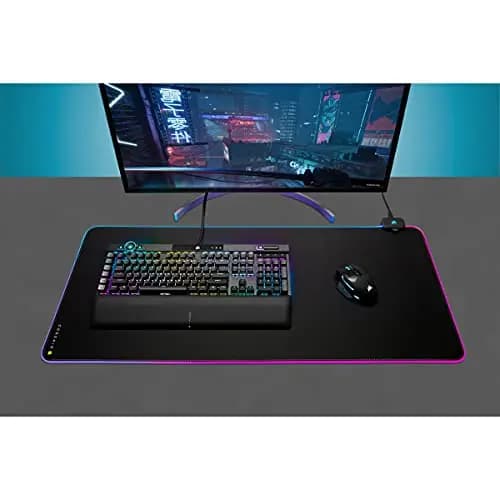 Corsair MM700 RGB Extended 3XL Alfombrilla de Ratón de Tela para Juegos - 1.220 mm x 610 mm (48" x 24") - Iluminación RGB 360° - Concentrador de Dos Puertos USB - Goma Gruesa - Negro
