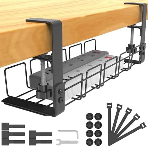 Bandeja Organizador de Cables Escritorio, Bandeja de Gestión Cables Debajo Mesa, Accesorios para Almacenar y Esconder Cables, Regleta de Soporte para Ordenador,Oficina
