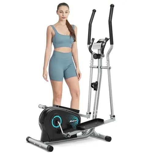 Dripex Eliptica para Casa, Bicicleta Elíptica Silenciosa con Volante de Inercia 6 kg, 16 Niveles de Resistencia Ajustables, Sensor de Pulso y Pantalla LCD, Elíptica de Fitness Cardio