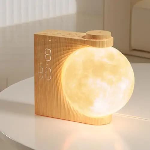 RETEYUNG Despertador con Luz para Adultos y Niños - Reloj Despertador con Simulación de Amanecer, Función Snooze, Luz Nocturna 8 Colores, 10 Sonidos Naturales, 4 Brillos Ajustables (Rotación manual)