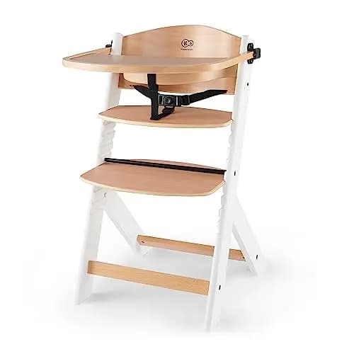 kk Kinderkraft Trona Bebé de Madera ENOCK, Evolutiva Silla Alta, Ergonómica, Regulable, Blanco