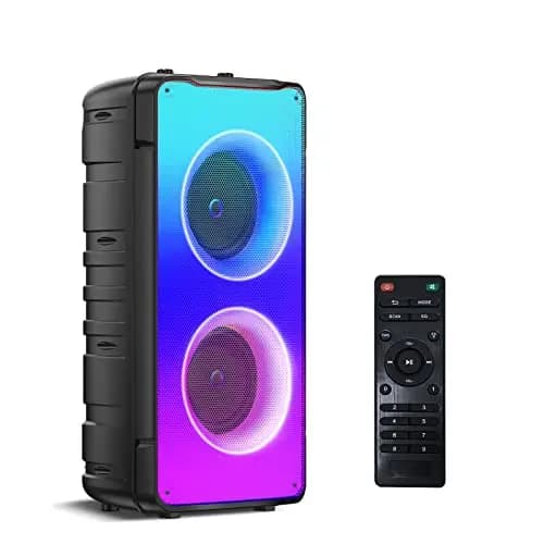 A67 Altavoces Bluetooth 5.0 estéreo, altavoz inalámbrico portátil de 60W (80W pico) con graves ricos, luces coloridas, batería de 10000 mAh, exterior para regalos de fiesta en casa. – Imagen 1