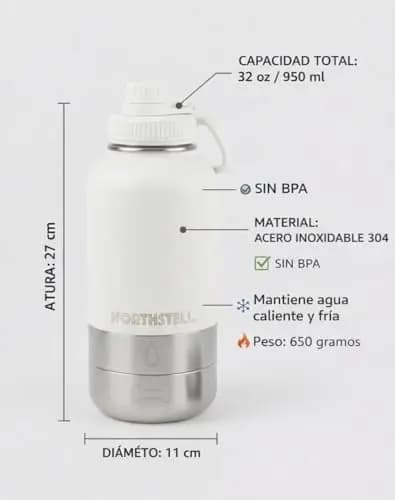 NORTHSTELL NS-TRAVEL-01 Botella 3 en 1 Perros Bebedero Portátil