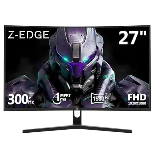 Z-Edge Monitor Gaming PC Curvo 27'' 300 Hz (DP1.4*2), 1ms MPRT, FreeSync, FHD, 240 Hz (HDMI2.0*2), Pantalla Gaming LED 16:9, Inclinación Ajustable, HDR, VA, 3000:1, VESA 100*100mm (Cable DP Incluido)