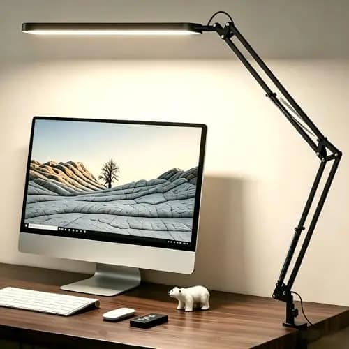 SKYLEO Lámpara Escritorio-Flexo LED Escritorio 1300LM - 5 modos de color x 11 niveles de brillo - Brazo oscilante ajustable - Temporizador y función de memoria - 12W Flexo - Negro
