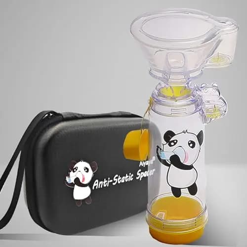 cámara de inhalación para adultos o niños con máscara y funda de transporte de viaje, cámara de aerosol utilizada con cualquier inhalador de dosis medida (MDI) para asma (máscara infantil)