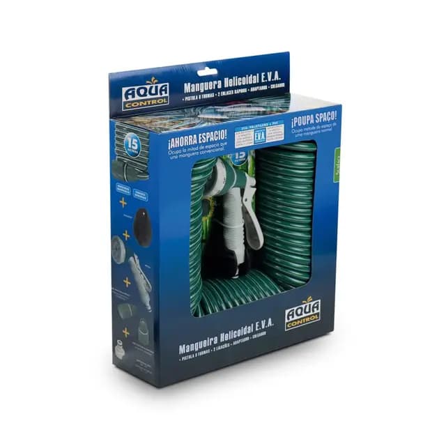 Aqua Control C2107N2 Manguera de Jardín con Conexiones Bimateria y Pistola con 7 Formas, Verde, 15 m – Imagen 1