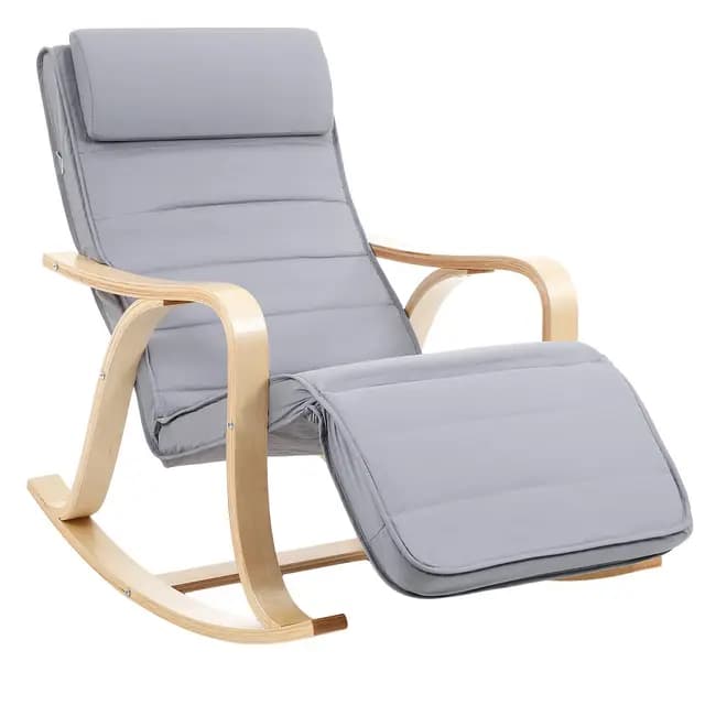 SONGMICS LYY41G Mecedora, Sillón Tumbona, Color Gris, 125 x 91 x 67 cm