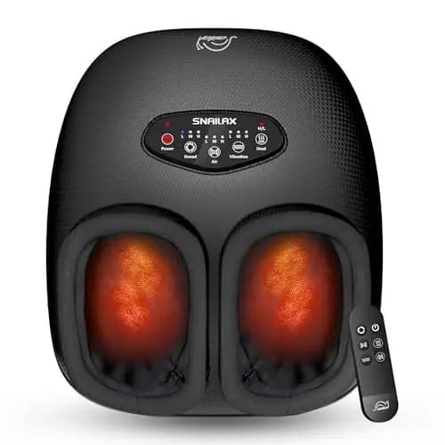 Masajeador de pies Snailax Shiatsu con calor, masajeador de pies con amasamiento profundo y mando a distancia, compresión, vibración, regalo para hombres y mujeres