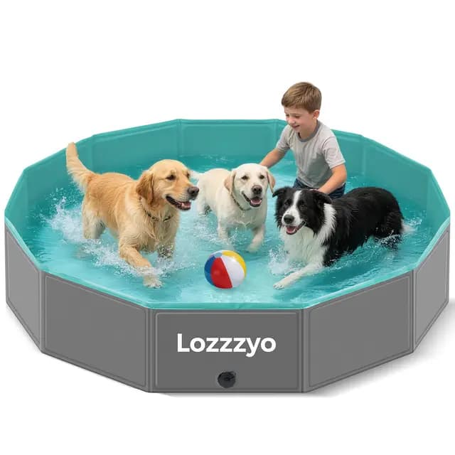 Piscina Plegable para Perros y Niños, Piscina Portátil de PVC Grueso Antideslizante con Válvula de Drenaje, Piscina Perros Grandes y Niños para Jardín, Terraza, Playa y Camping (160 * 30CM)