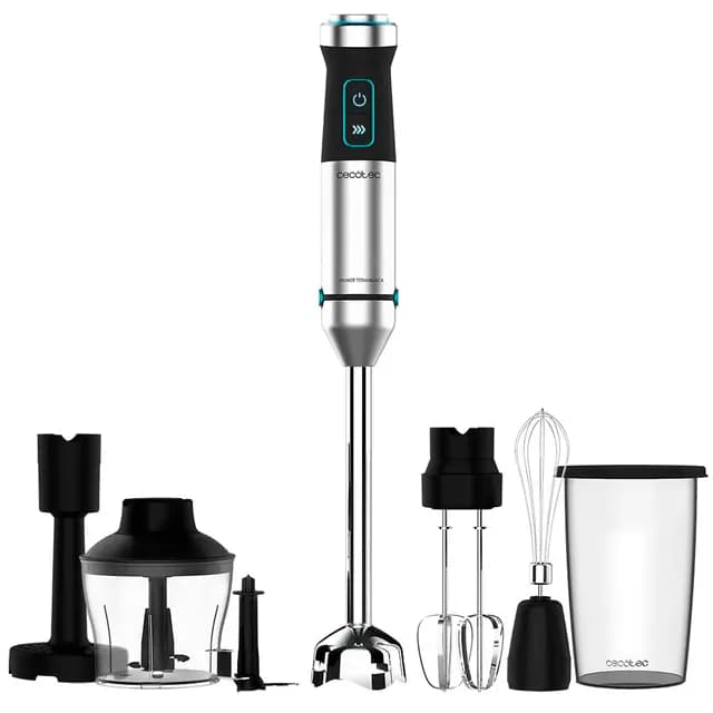 Cecotec Batidora de mano Power TitanBlack 1500 XL PerfectCream&Crush. 1500 W, Tecnología CrossBlades con Cuchillas de 4 hojas, Pie XL, Incluye Picadora, Varillas batidoras y Pasapurés