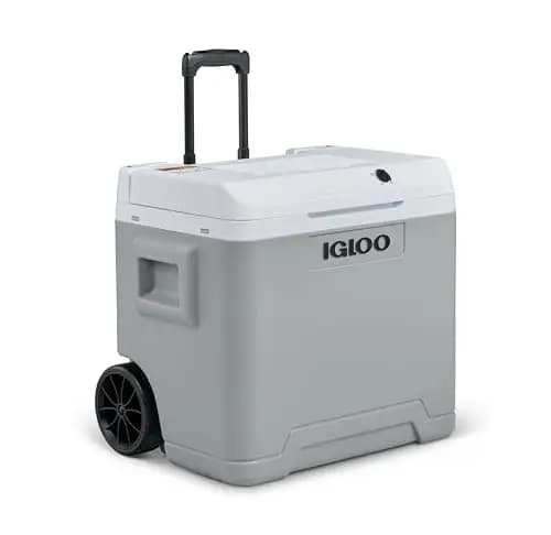 IGLOO IE42 Nevera Eléctrica, 12V y 230V, 42L – Mini Frigorífico Compacto para Coche, Camping, Viajes, Barco y Festivales – con Ruedas, Asa Telescópica, Compartimento para Cables y Modo Eco/MAX
