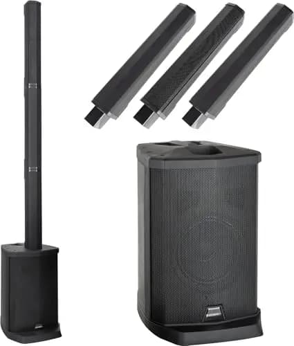 McGrey E-208LA Altavoces de Columna Activa Line Array - Slim Line Sistema PA - 100 vatios - Subwoofer de 8" - 4 Altavoces Full Range de 2,5" - Reproductor Multimedia USB/SD/Bluetooth - Negro