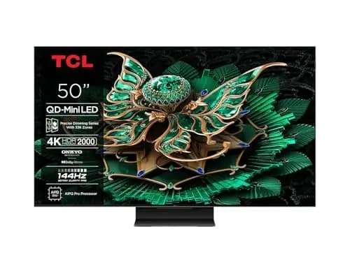 TCL 50C7K 55 pulgadas QD Mini TV LED, 4K HDR Premium 2000, Smart Google TV con 144Hz Motion Clarity Pro (Dolby Vision IQ & Atmos, Panel HVA, Game Master)