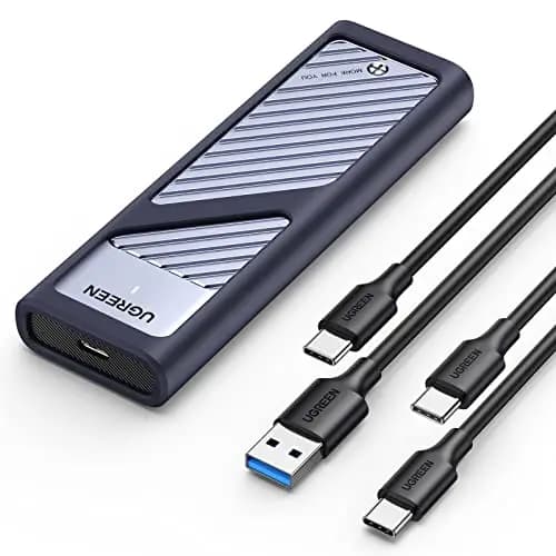 UGREEN Carcasa M.2 NVMe PCIe USB C 3.2 Gen 2, Caja Disco Duro M2 con UASP 10Gbps para SSD M.2 M/M&B Key 2280/2242/2230/2260 Compatible con 970 EVO Plus Crucial P1