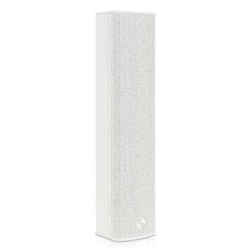 Sound Town Altavoz de columna de matriz de línea de aluminio compacto resistente a la intemperie con soporte de montaje en pared, woofers de 4 x 3, 2 tweeters de cúpula de 1.2, blanco, para iglesia,