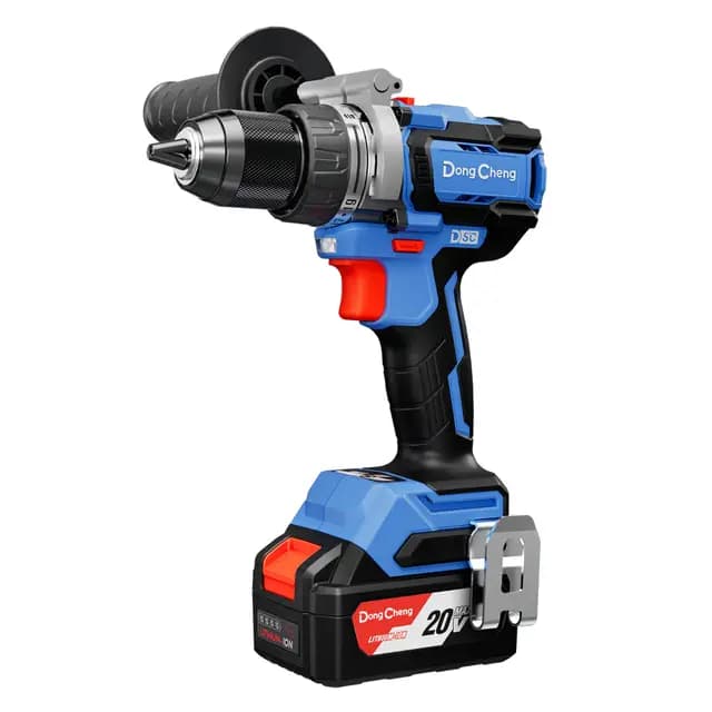 Dong Cheng Taladro de Percusión Inalámbrico 20V 160Nm, Taladro Percutor Batería Brushless, 1x4,0Ah, 3 Modos-Atornillar, Perforar y Percuto, Portabrocas de 13 mm, 2 Velocidades, 19+2 Niveles de Par
