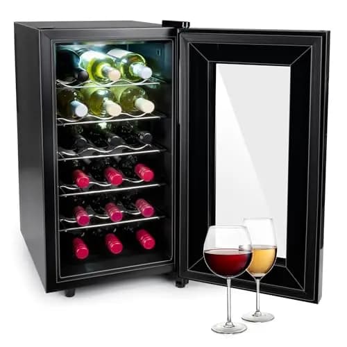 alpina Vinoteca - 230V - 18 Botellas/50L - Vinoteca - Temperatura regulable 11°C a 22°C - Puerta de Cristal e Iluminación Interior - Poco o Ningún Ruido - Negro