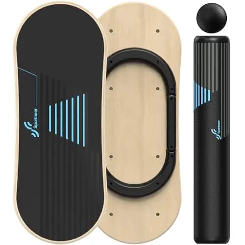 Sportneer Tabla de equilibrio – Tabla de oscilación de 7 modos con tapones ajustables – Entrenador de estabilidad de equilibrio de ejercicio para mejorar el equilibrio, entrenador de surf y terapia