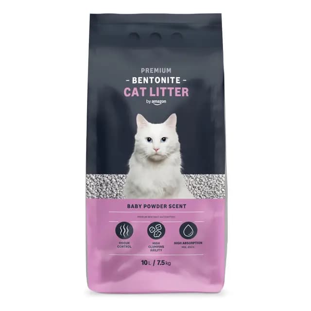 by Amazon Arenero Prémium de Bentonita con Aroma a Talco para Gatos, 10L (Paquete de 1) (Anteriormente Marca Lifelong, Mismo Producto)