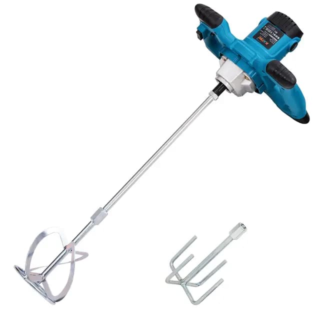 KATSU Tools Mezcladora eléctrica de paletas de 1000 W, portátil, para mortero y cemento, con 6 velocidades variables y agitador adicional, para pintura, yeso y hormigón (gama económica) 100036