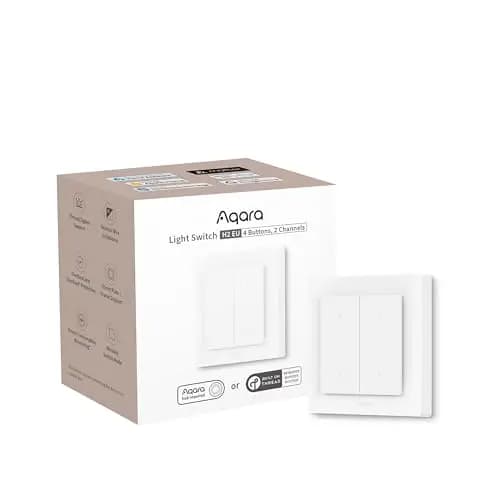 Aqara Interruptor de Luz Inteligente H2 UE (4 Elemento 2 Canales, 2 en 1 Neutro), Thread/Zigbee, Interruptor de Pared Inteligente con Matter over Thread, Compatible con Apple Home, Alexa, Google Home – Imagen 1