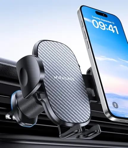 Miracase Soporte Movil Coche [Gancho Metálico Resistente] Suporte Telemovel Carro en Rotación 360° y Manejo con Una Sola Mano,Compatible con Phones 4.0''-7.0''