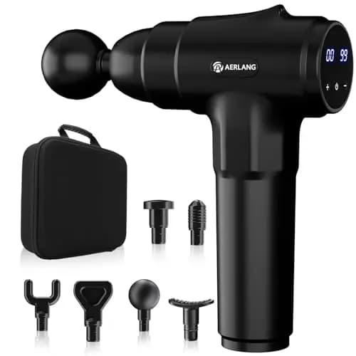 Pistola de masaje muscular, 7 cabezas y pantalla LED, masajeador profesional, masaje profundo de 20 velocidades para masaje de espalda, hombros y piernas, regalo adecuado