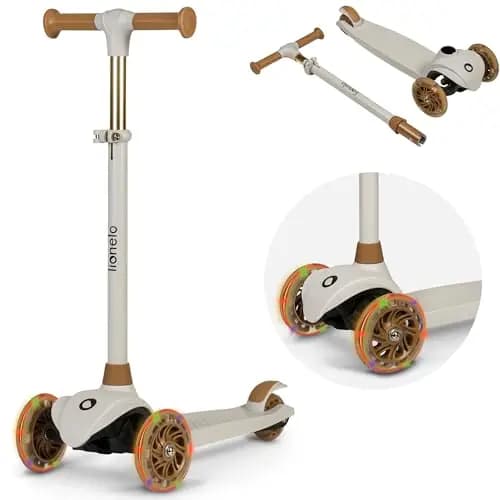 LIONELO Jessy Scooter de Equilibrio para niños de 3 años hasta 50 kg, Scooter de 3 Ruedas Ligero con Ajuste de Altura, Ruedas LED, Plataforma Antideslizante