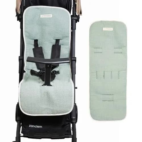 MIMUSELINA Colchoneta Silla Paseo Universal para Bebé en 100% Algodón OEKO-TEX | Funda Carrito Bebe Verano e Invierno, Transpirable y Lavable | Colchoneta Carro Bebe 34×84 cm | Hecha en Portugal
