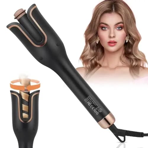 Rizador Automático de Pelo con 4 Temperaturas Ajustables, Revestimiento Cerámico, Antiescaldaduras y Calentamiento Rápido, para Rizos y Ondas