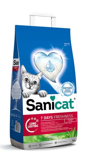 Sanicat - Arena para Gatos Classic con Aloe Vera | Controla el Olor Durante 7 días | Absorción rápida | Producto higiene de tu Mascota | 4L de Capacidad – Imagen 1