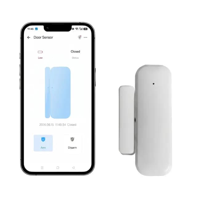 Sensor Puerta WiFi, Detector inalámbrico de Puertas y Ventanas de 2,4 GHz Compatible con Alexa, Google Home y la aplicación eWelink. Notificaciones de Alerta. No Requiere concentrador.