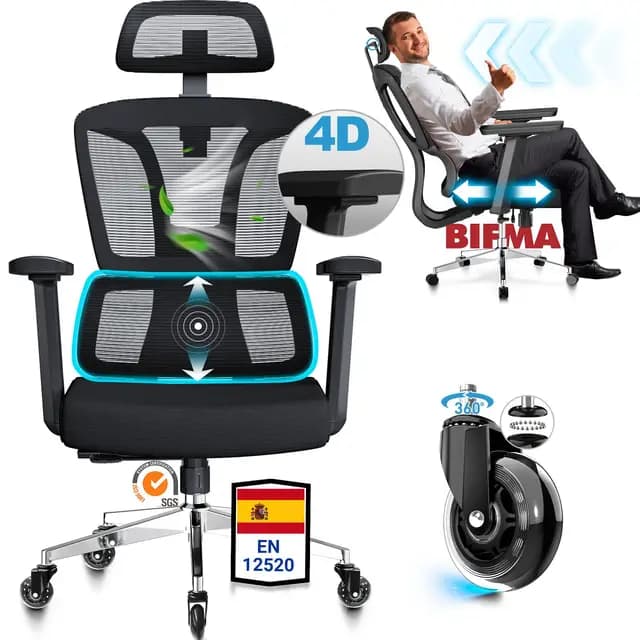 MELOKEA D045 Silla Ergonómica de Oficina Respaldo Alto