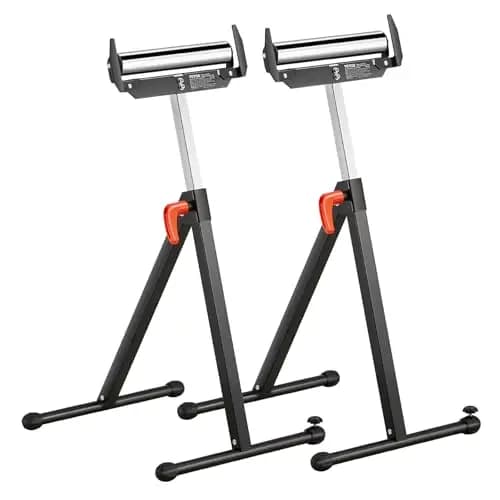 VEVOR 2 PCS Soporte con Rodillos, Carga de 113 kg Altura Ajustable 685,8-1092,2 mm con Cabezal de Rodillo de Acero Pulido, para Soporte de Extensión para Carpintería con Salida de Sierra de Mesa