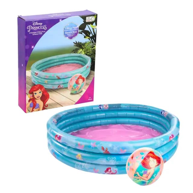 Disney Princesas Piscina Hinchable, Piscina Infantil Ariel Sebastian Flounder, Redonda Multicolor, 100 CM